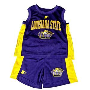 Vintage Team Starter LSU Tigers Toddler Basketball Jersey and Shorts Set 2T